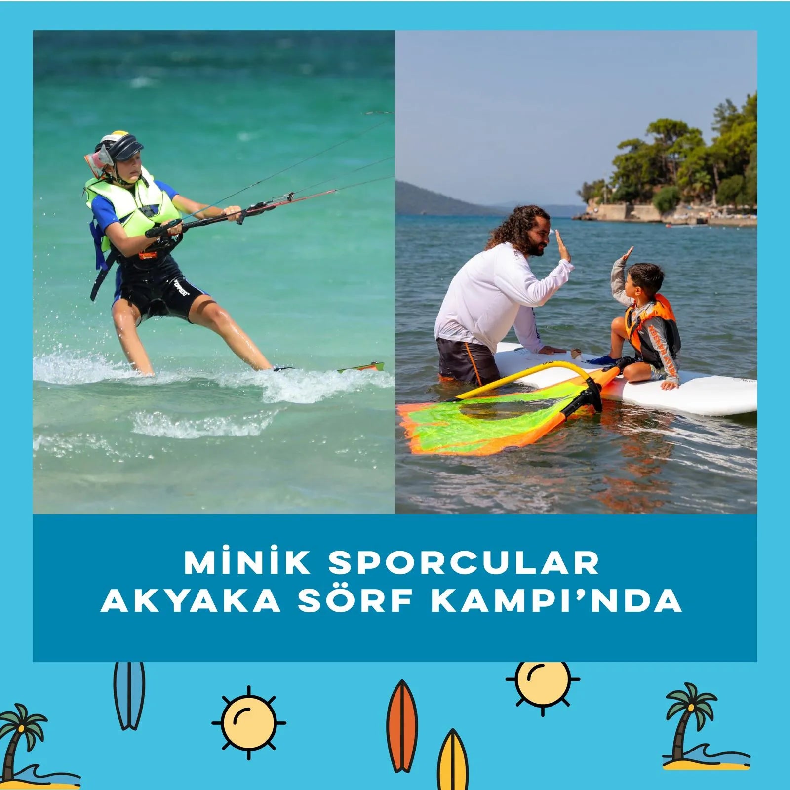 Minik Sporcular Akyaka Sörf Kampı'nda
